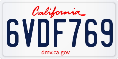 CA license plate 6VDF769