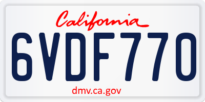 CA license plate 6VDF770