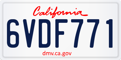 CA license plate 6VDF771