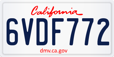 CA license plate 6VDF772
