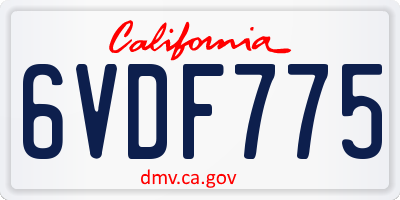 CA license plate 6VDF775