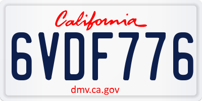 CA license plate 6VDF776
