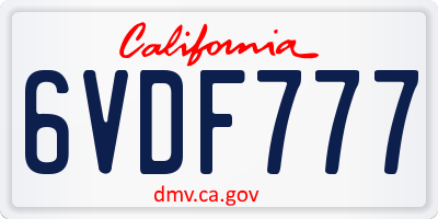 CA license plate 6VDF777