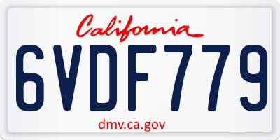 CA license plate 6VDF779