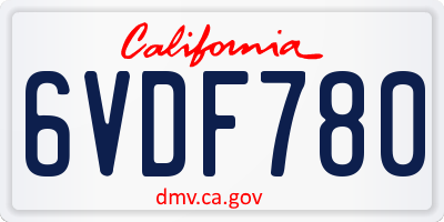 CA license plate 6VDF780