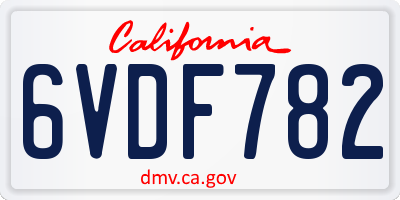 CA license plate 6VDF782