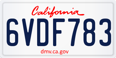 CA license plate 6VDF783