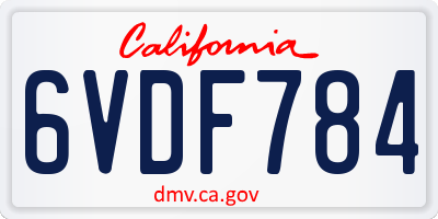 CA license plate 6VDF784