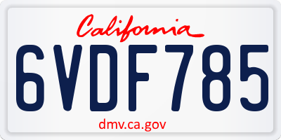 CA license plate 6VDF785