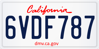 CA license plate 6VDF787