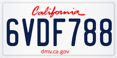 CA license plate 6VDF788