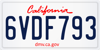 CA license plate 6VDF793