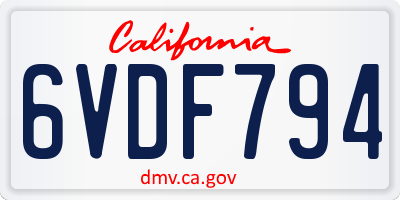 CA license plate 6VDF794