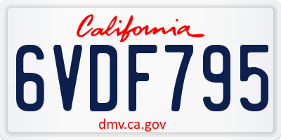 CA license plate 6VDF795
