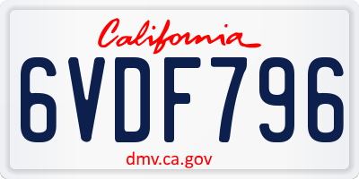 CA license plate 6VDF796