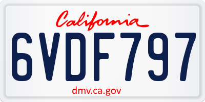 CA license plate 6VDF797