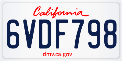 CA license plate 6VDF798