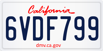 CA license plate 6VDF799