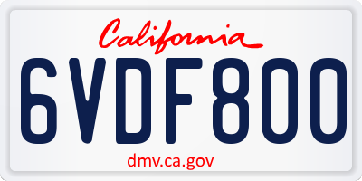 CA license plate 6VDF800