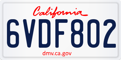 CA license plate 6VDF802