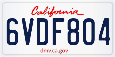 CA license plate 6VDF804
