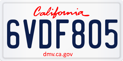 CA license plate 6VDF805