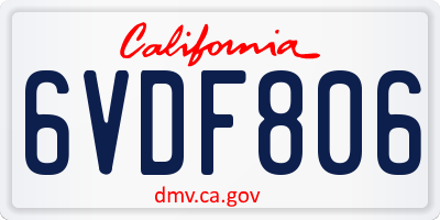 CA license plate 6VDF806
