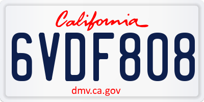 CA license plate 6VDF808