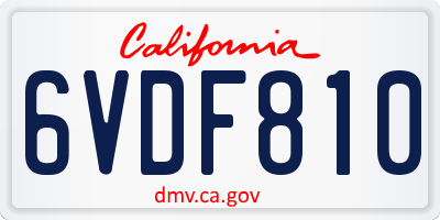 CA license plate 6VDF810