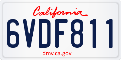 CA license plate 6VDF811