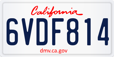 CA license plate 6VDF814