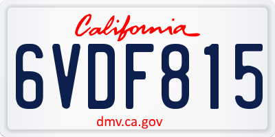 CA license plate 6VDF815