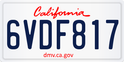 CA license plate 6VDF817