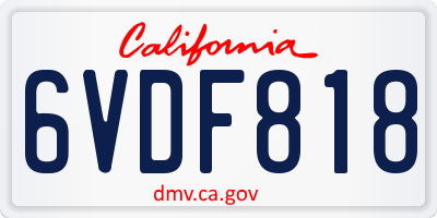 CA license plate 6VDF818