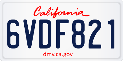 CA license plate 6VDF821