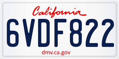 CA license plate 6VDF822