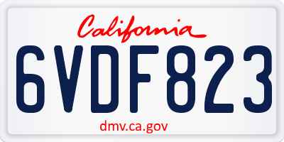 CA license plate 6VDF823