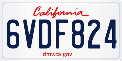 CA license plate 6VDF824