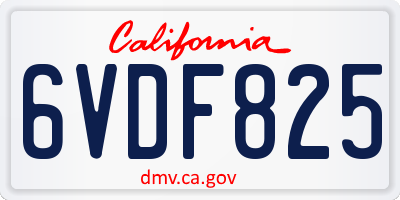CA license plate 6VDF825