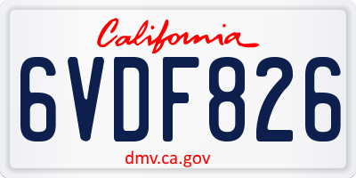 CA license plate 6VDF826