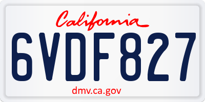 CA license plate 6VDF827