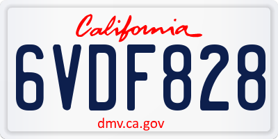 CA license plate 6VDF828
