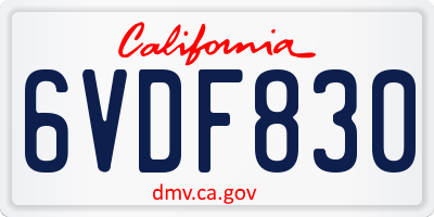CA license plate 6VDF830