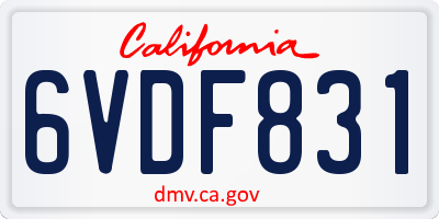 CA license plate 6VDF831