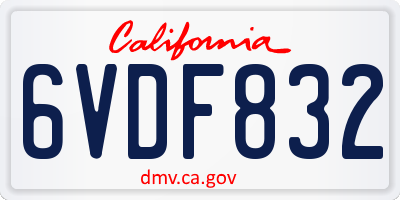 CA license plate 6VDF832