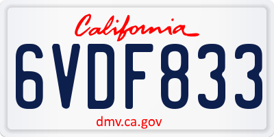 CA license plate 6VDF833