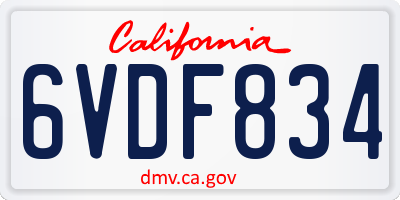 CA license plate 6VDF834