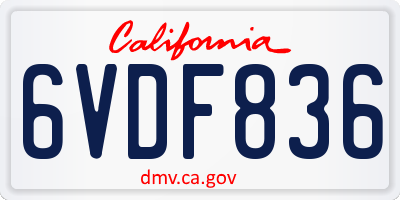 CA license plate 6VDF836