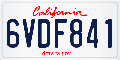 CA license plate 6VDF841