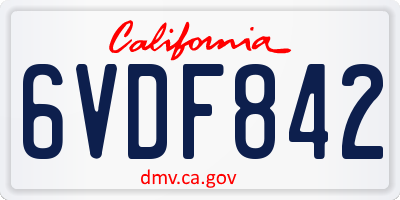 CA license plate 6VDF842
